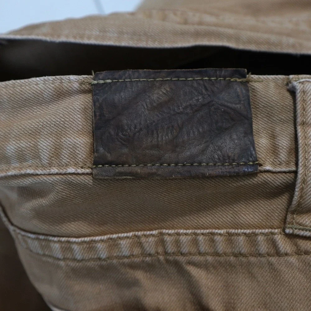 J.Crew 770 Straight Fit Jeans 34x32 Tan Garment Dyed Distressed Frayed Hem